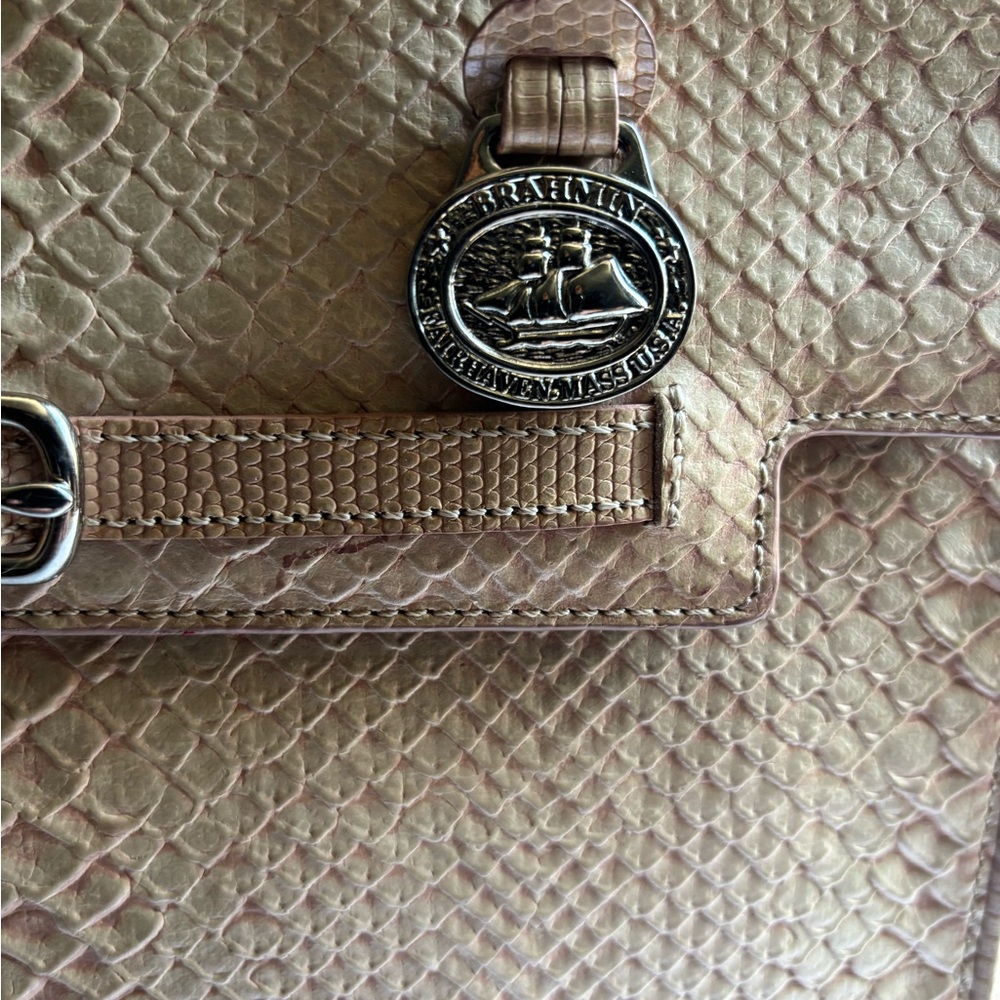 Brahmin Beige Python-Embossed Top-Handle Satchel - Picture 5 of 14